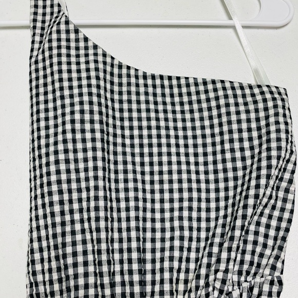 Vineyard Vines Sz 2 Black & White Gingham One Shoulder Dress Tie Back CUTE! - Picture 3 of 9